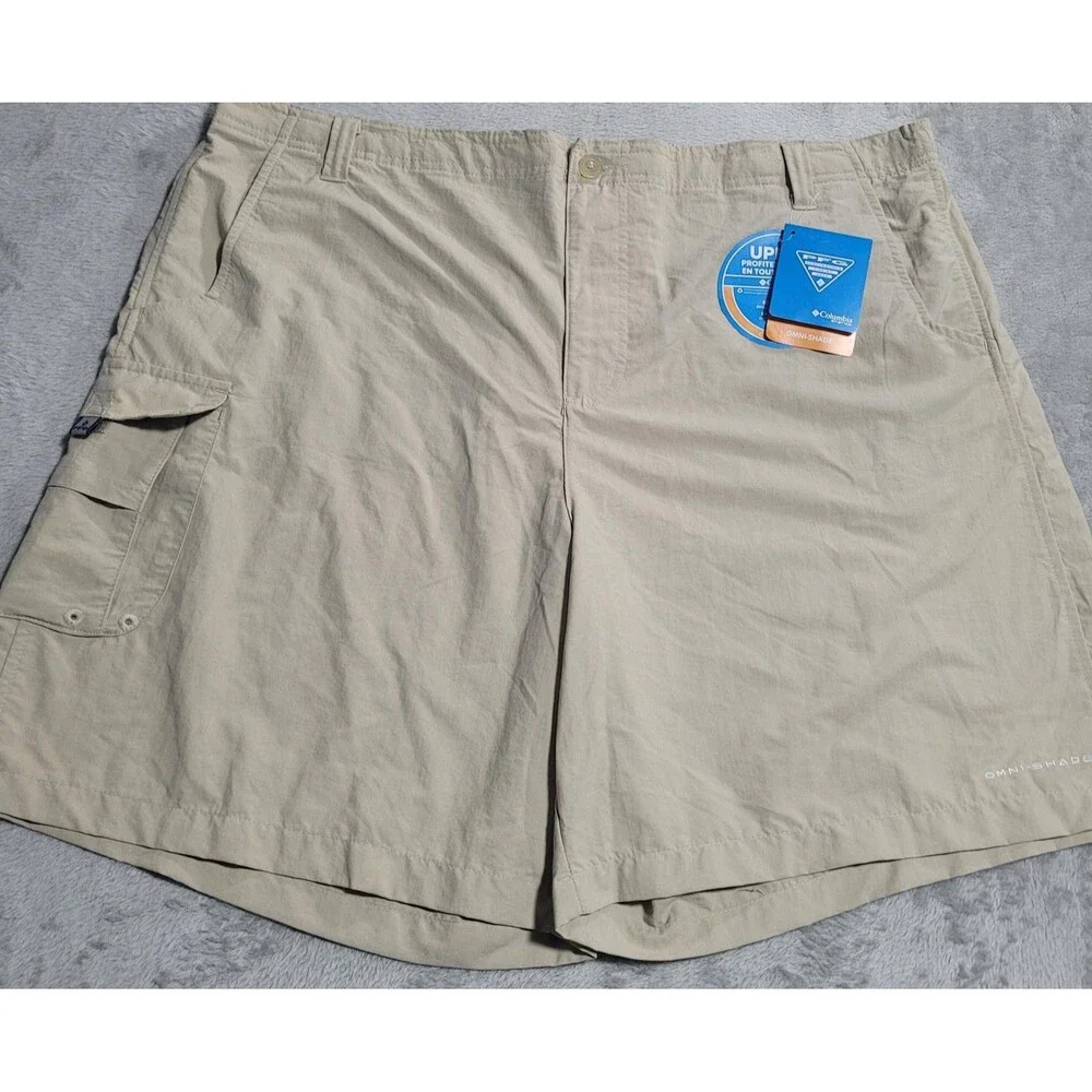 Columbia PFG Shorts Mens 2XL Beige Omni-Shade UPF 50 Lined Fishing Quick Dry
